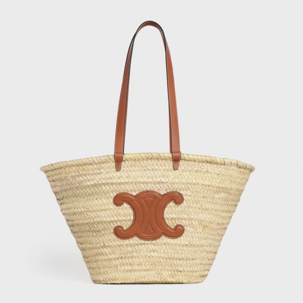 MUSEUM BAG IN RAFFIA EFFECT TEXTILE WITH CELINE EMBROIDERY - NATURAL / TAN